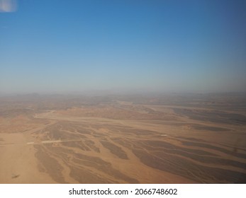 Egypt Coast From Plane Shoreline Of Red Sea Washing Africa