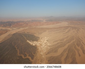 Egypt Coast From Plane Shoreline Of Red Sea Washing Africa