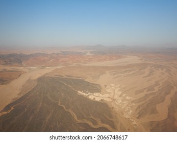 Egypt Coast From Plane Shoreline Of Red Sea Washing Africa