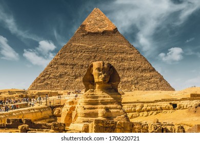 Egypt. Egyptian sphinx pyramid background. Cairo. Giza. Travel background. Architectural monument. The tombs of the pharaohs. Vacation holidays background wallpaper