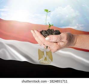 Egypt Growth And New Beginning. Green Renewable Energy And Ecology Concept.