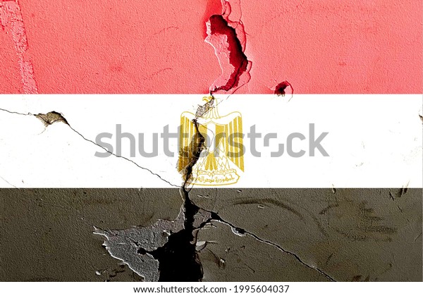 Egypt national flag icon grunge\
pattern painted on old weathered broken wall background, abstract\
Egypt politics economy society issues concept texture\
wallpaper