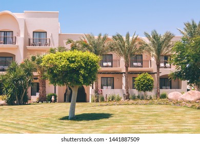 EGYPT, SHARM EL SHEIKH - JULY 19, 2015: Views of Buildings and Area Hotel Jaz Belvedere in Sharm El Sheikh - Luxury 5 Star Hotel , Traditional Arabic or Moroccan Style of Architecture