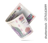 Egyptian 200LE Banknotes Flying on a White Background, Financial and Economic Concept