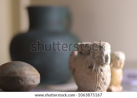 Egyptian artefacts with pot