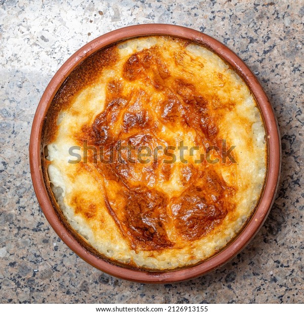 Egyptian Food, Rice with Milk in Oven on\
Marble Background