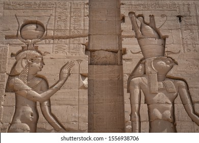 Egyptian gods in Philae's temple complex, Egypt