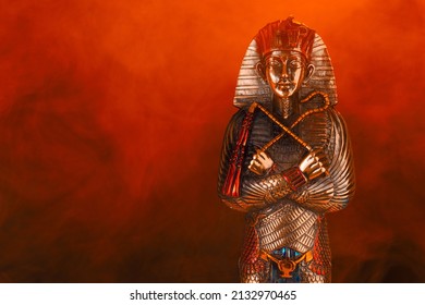 Egyptian Golden Pharaoh Statue Red Smoke Stock Photo 2132970465 ...