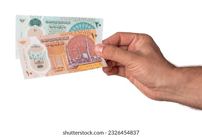 Egyptian Money, Man Paying, Paper Banknotes, Plastic New Ten  Twenty Egyptian Pound, Arabic Side