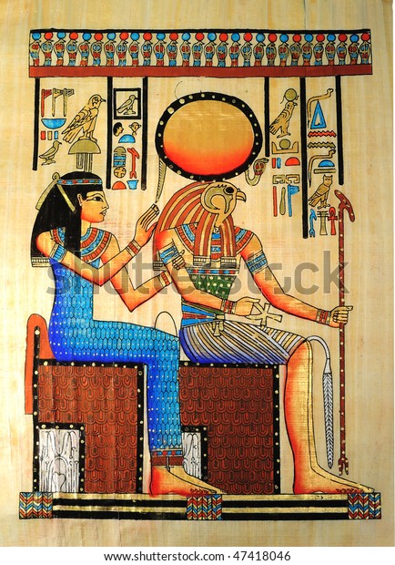 Egyptian Papyrus Horus Queen Stock Photo (Edit Now) 47418046