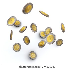 Egyptian Pounds in Coins falling on white background - Shutterstock ID 774621742