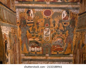 egyptian sarcophagus hieroglyphs close up - Shutterstock ID 2132188961