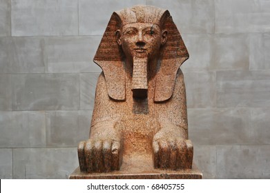 Egyptian Sphinx In The Metropolitan Museum Of Art, New York.