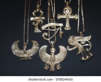 Egyptian Style Luxury Jewelry Isolated On A Dark Background