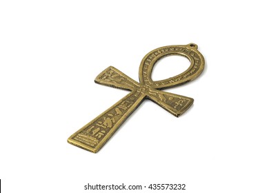 Egyptian symbol of life Ankh isolated on white with shadows