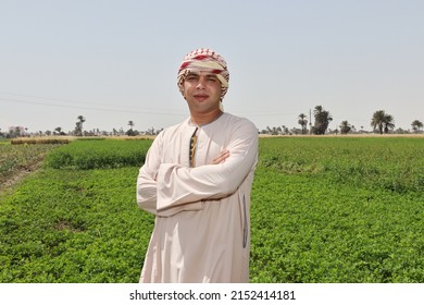 An Egyptian Young Man From Southern Upper Egypt In An Agricultural Land