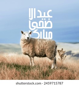 Eid al Adha Islamic Calligraphy with Goat Islamic Festival Art Arabic