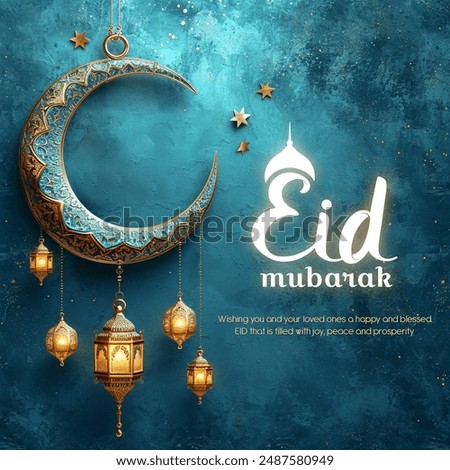 Eid Greetings With blue background