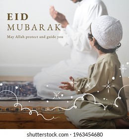 Eid Mubarak social media post  with greeting