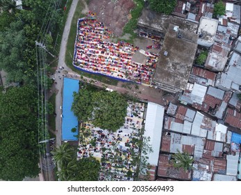 Eid Salah Prayer For Women And Men Drone Shot