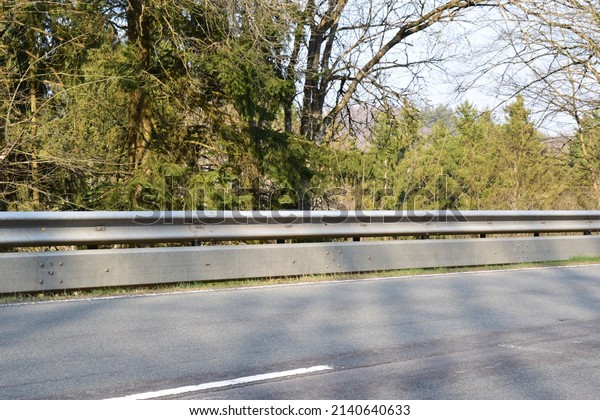 Eifel road in spring, double crash barriers for
bike accidents