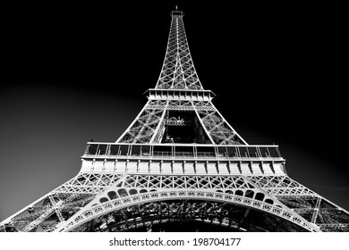 Eiffel Tower in artistic tone, black and white. Paris, France. European landmarks