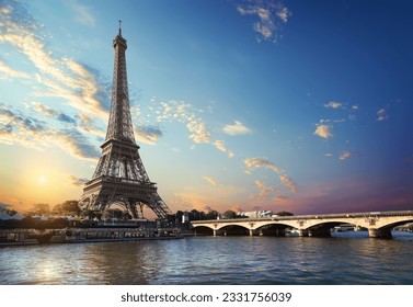 Eiffel Tower and bridge Iena on the river Seine in Paris, France. - Powered by Shutterstock