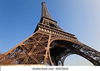 Eiffel Tower Up Close. Paris, France.