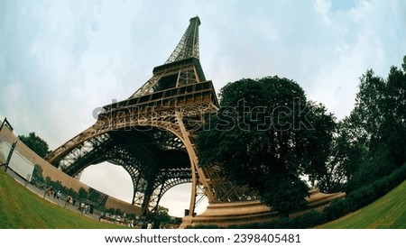 The Eiffel Tower, distorted artistic view. Paris, France