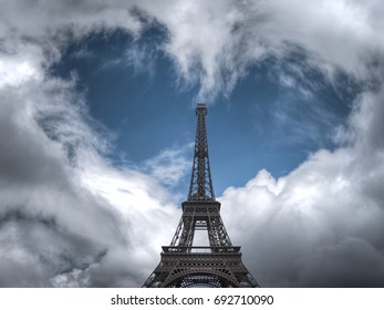 Eiffel Tower in the heart of the clouds.
