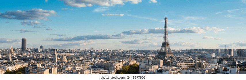 Eiffel Tower iconic landmark and Paris old roofs from above, Paris France - Powered by Shutterstock