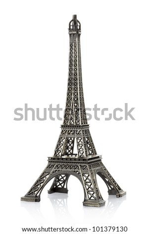 Eiffel tower isolated on white background, clipping path included