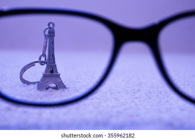 Eiffel Tower Key Chain In View Of Glasses