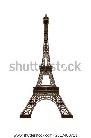 Eiffel Tower model isolated on white background.