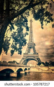 Eiffel tower monochrome vintage