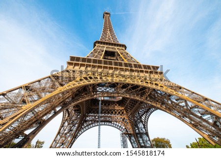 Similar – Eiffel Tower in summer on blue sky