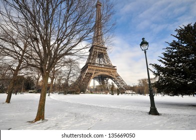 Eiffel Tower On A Sunny Winter Day