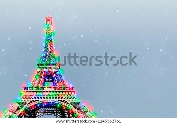 Eiffel Tower Paris France Christmas Lights Stock Photo Edit Now