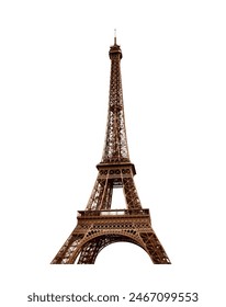 Eiffel Tower in Paris, France isolated on white.