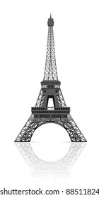 Eiffel Tower In Paris Illustration On White