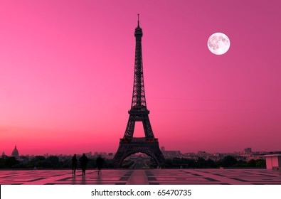The Eiffel tower in Paris seen from the Trocadero
