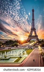 Eiffel Tower, Paris At Sunset