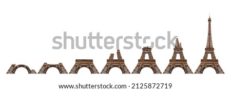 The Eiffel Tower progressive construction