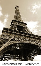 Eiffel Tower With Sepia Filter Paris France