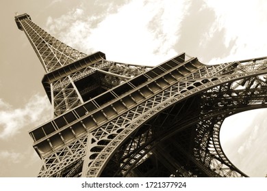 Eiffel Tower With Sepia Filter Paris France