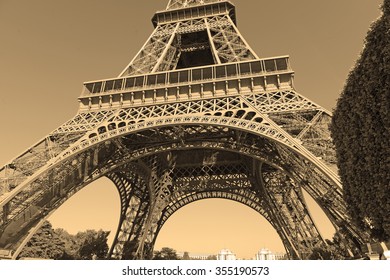 Eiffel Tower With Sepia Filter, Paris France