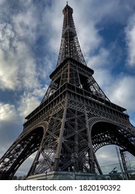 Eiffel tower with the sky and clouds