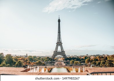 Eiffel Tower Street view, holiday sunrise, Paris 2018