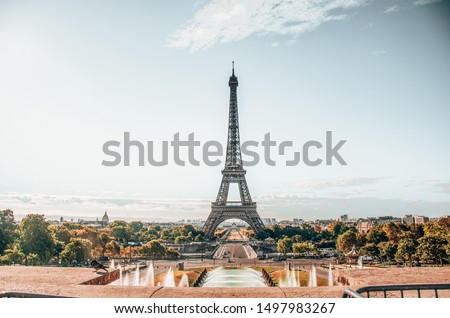 Eiffel Tower Street view, holiday sunrise, Paris 2018