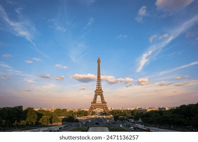 Eiffel Tower at Sunset from Trocadéro - Paris, France - Powered by Shutterstock